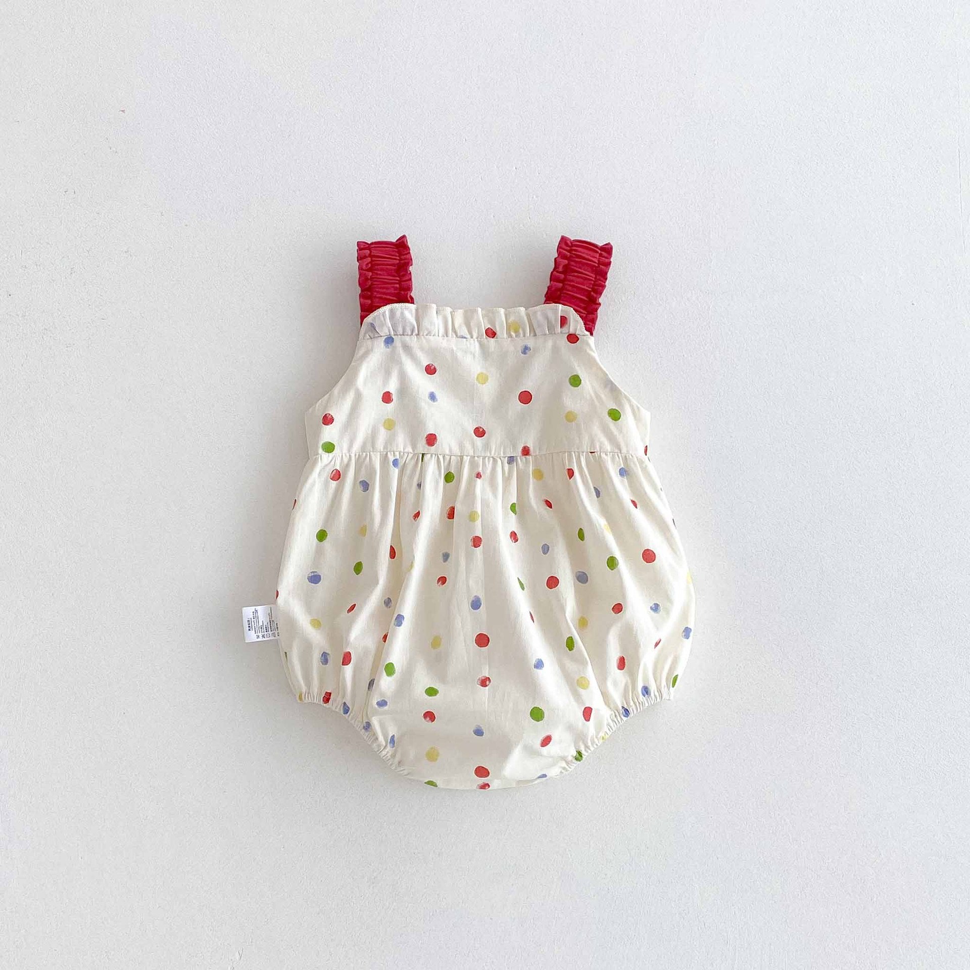Summer Arrival Baby Girls Cute Sleeveless Colorful Dots Pattern Strap Onesies
