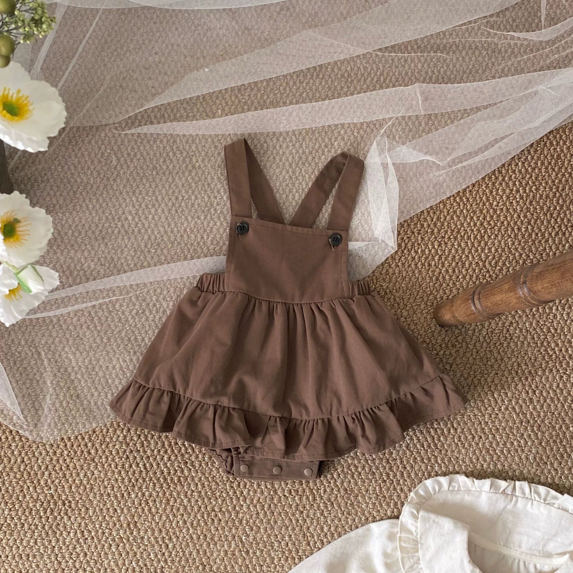 Spring and Autumn Baby Kids Single Breasted Long Sleeves Top and Sleeveless Onesies or Overalls Clothing Set