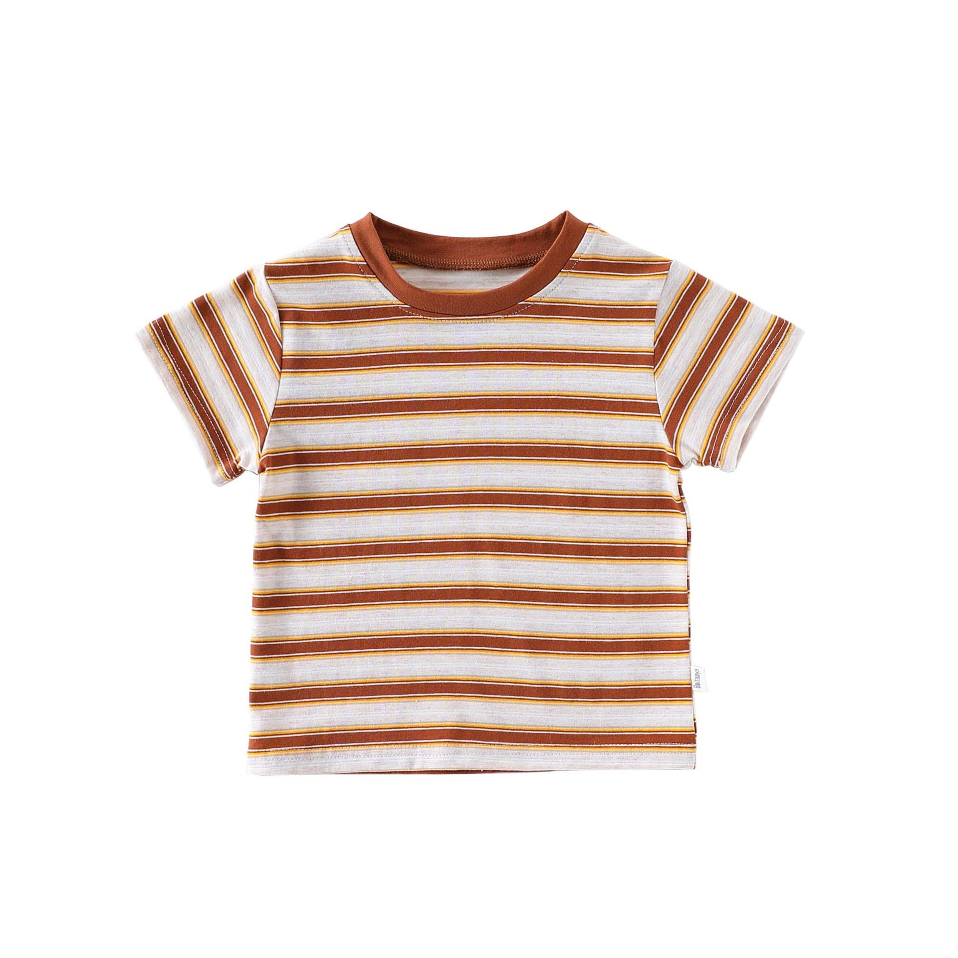 Kids’ Striped Pattern Short Sleeves T-shirt in European and American Style for Summer