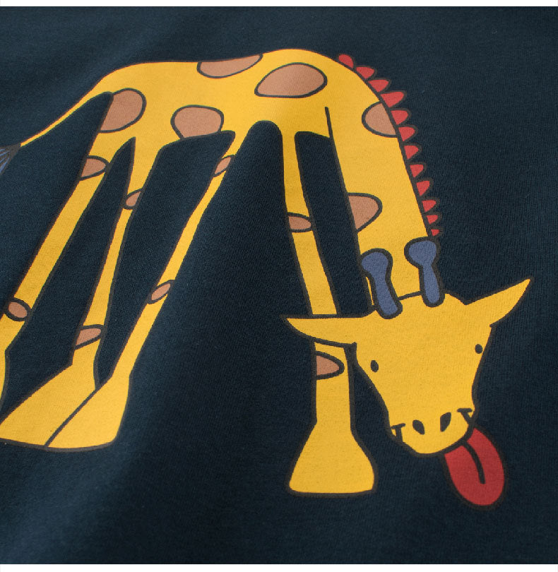 Summer Boys’ Cartoon Animals Printed T-shirt in European and American Style