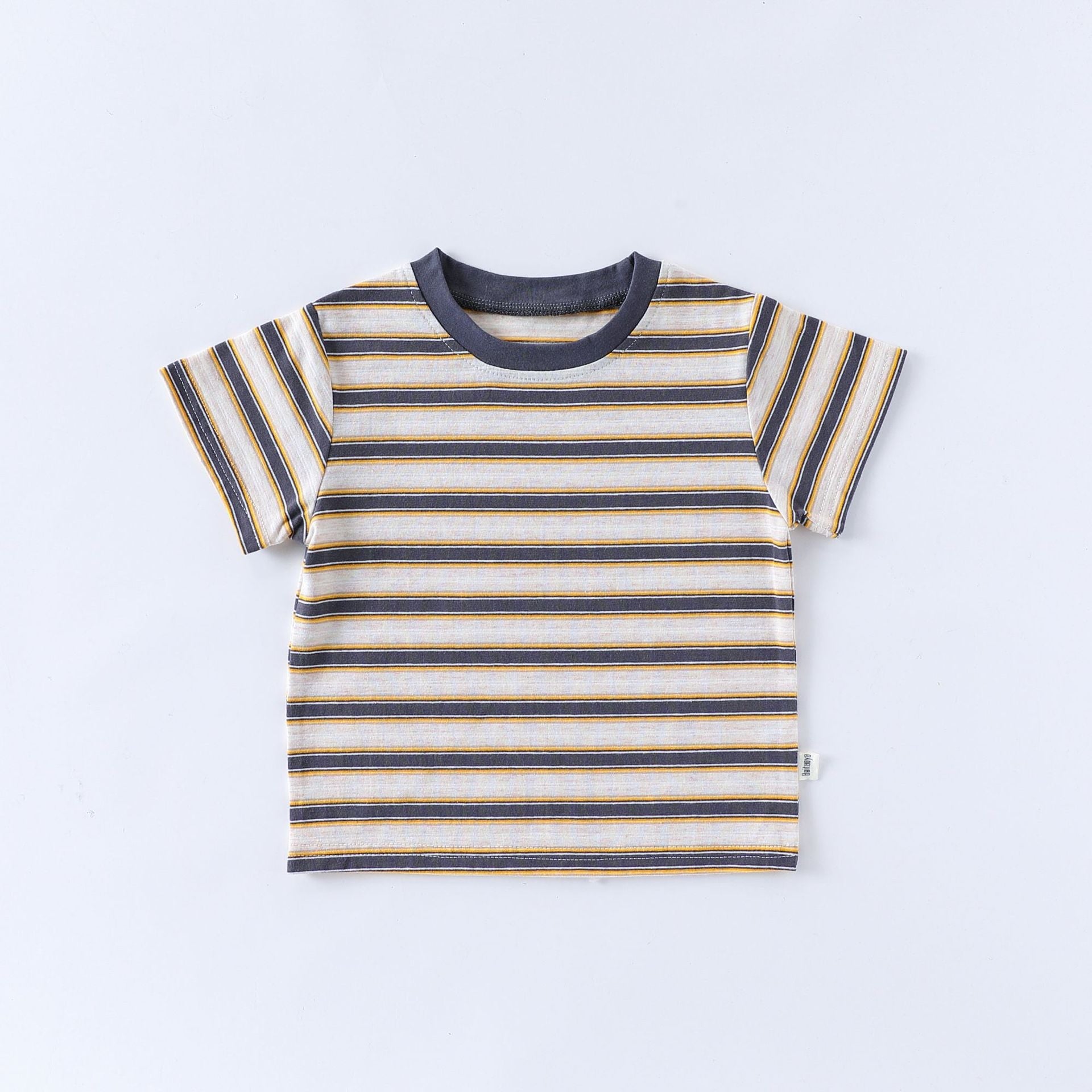 Kids’ Striped Pattern Short Sleeves T-shirt in European and American Style for Summer