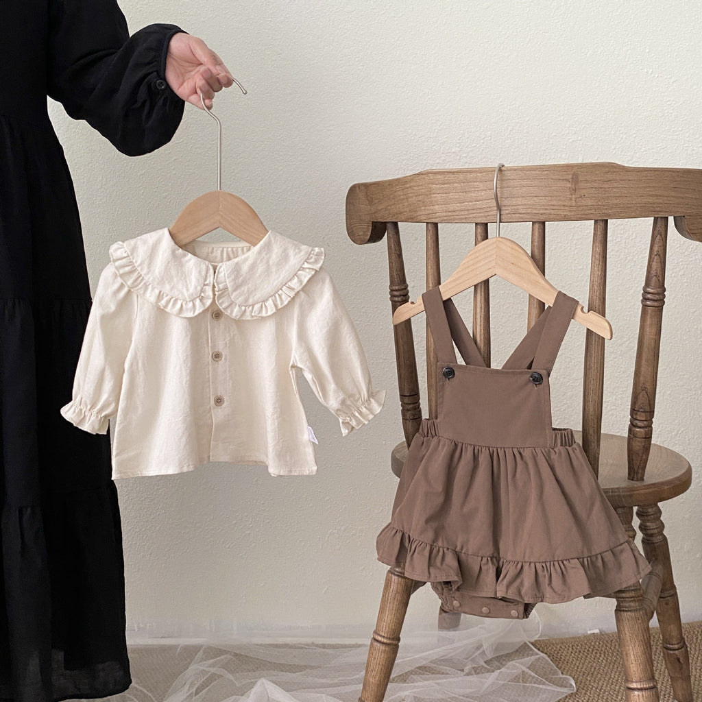 Spring and Autumn Baby Kids Single Breasted Long Sleeves Top and Sleeveless Onesies or Overalls Clothing Set