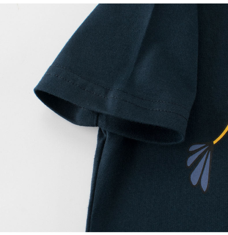 Summer Boys’ Cartoon Animals Printed T-shirt in European and American Style