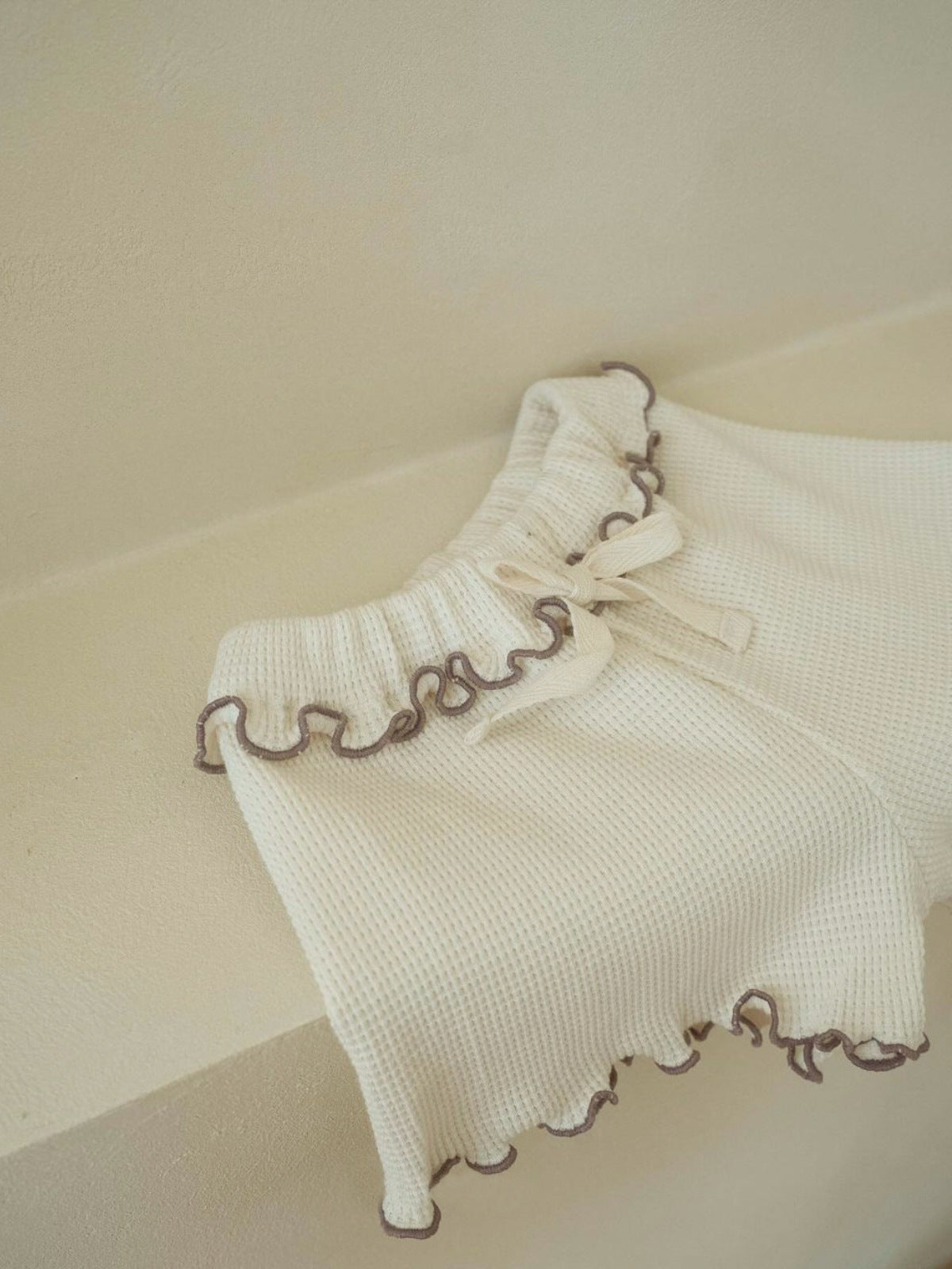 Summer Baby Kids Unisex Solid Color Waffle Grid Short Sleeves Casual Top Shirt And Shorts Clothing Set