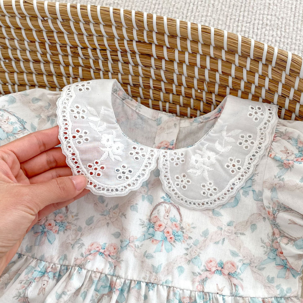 Summer Baby Kids Girls Floral Pattern Short Sleeves Dress and Bloomers Clothing Set