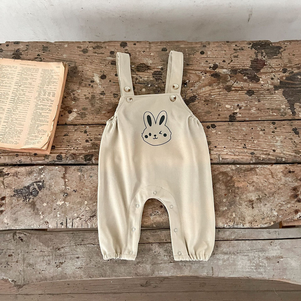 Spring Baby And Kids Unisex Striped Hoodie Top And Rabbit Cartoon Overalls Romper Clothing Set