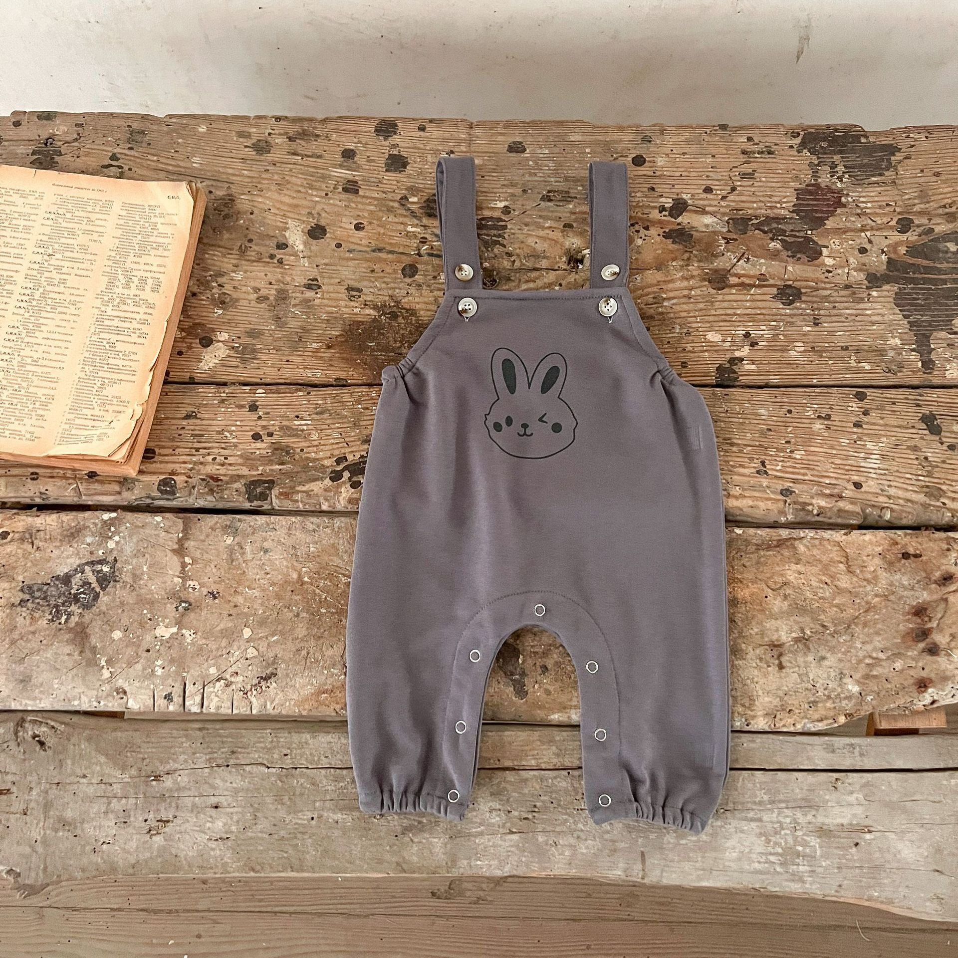 Spring Baby And Kids Unisex Striped Hoodie Top And Rabbit Cartoon Overalls Romper Clothing Set